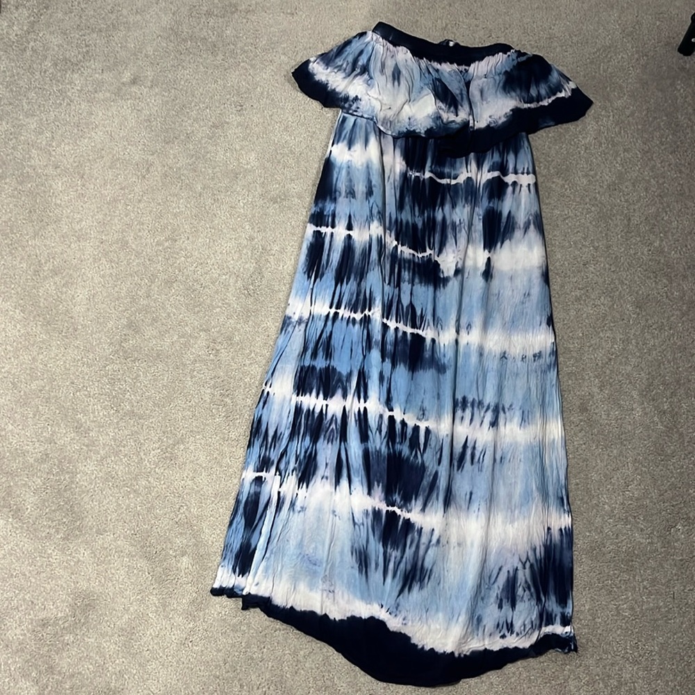 Strapless Blue Tie Dye Dress